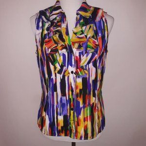 Tahari Colorful Office Ruffle Shirt